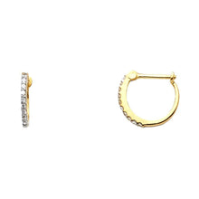 Load image into Gallery viewer, 14K Yellow Gold 0.8mm Clear CZ Huggies Earrings