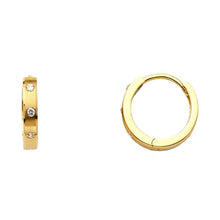 Load image into Gallery viewer, 14K Yellow Gold 2mm Clear CZ Huggies Earrings