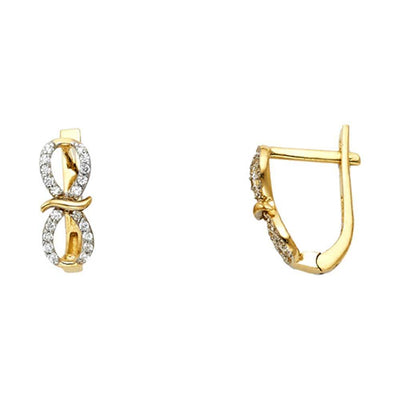 14K Yellow Gold 10mm Clear CZ Huggies Earrings