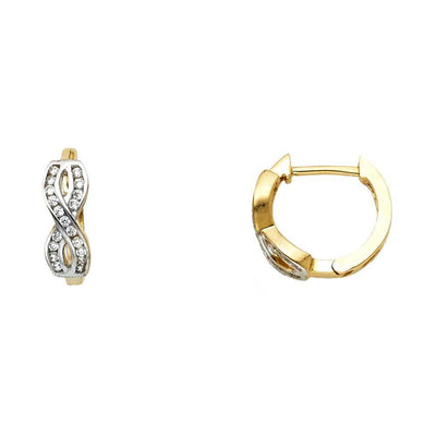 14K Yellow Gold 4mm Clear CZ Huggies Earrings