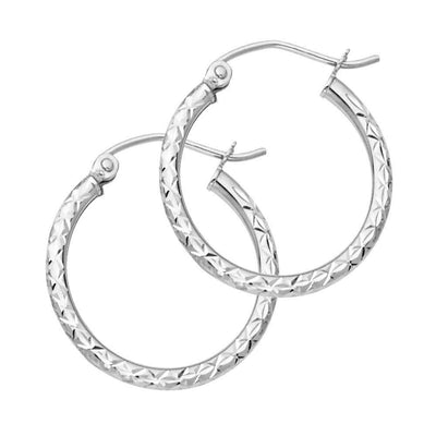 14K White Gold 1.5mm Hoop Earrrings