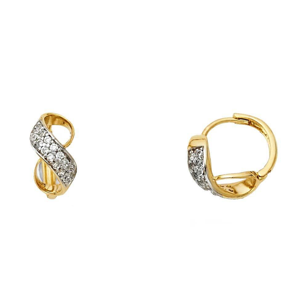 14K Yellow Gold 5mm Clear CZ Huggies Earrings