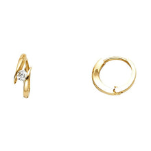 Load image into Gallery viewer, 14K Yellow Gold 4mm Clear CZ Huggies Earrings