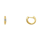 14K Yellow Gold 1mm Clear CZ Huggies Earrings