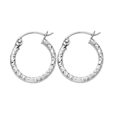 14K White Gold 1.5mm Hoop Earrrings