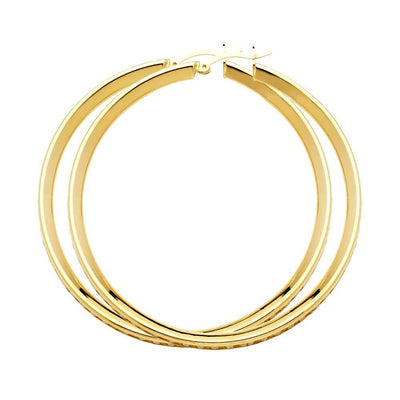 14K Yellow Gold 3mm Clear CZ Channel Hoop Earrings