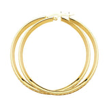 14K Yellow Gold 3mm Clear CZ Channel Hoop Earrings