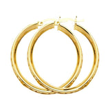 14K Yellow Gold 3mm Clear CZ Channel Hoop Earrings