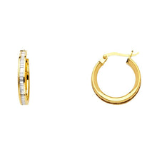 Load image into Gallery viewer, 14K Yellow Gold BG 3mm Clear CZ Channel Hoop Earrings