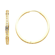 Load image into Gallery viewer, 14K Yellow Gold RD 2mm Clear CZ Channel Hoop Earrings
