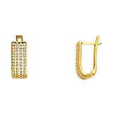 14K Yellow Gold 6mm Clear CZ U Shape Huggies Earrings