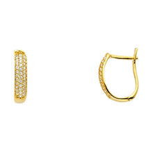 Load image into Gallery viewer, 14K Yellow Gold 4mm Clear CZ U Shape Huggies Earrings