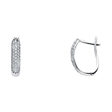 Load image into Gallery viewer, 14K White Gold 4mm Clear CZ U Shape Huggies Earrings