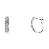 14K White Gold 4mm Clear CZ U Shape Huggies Earrings