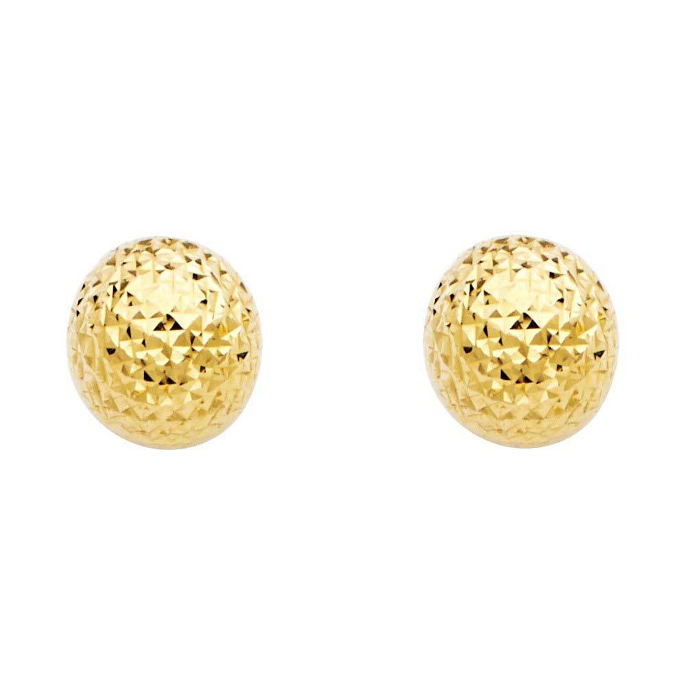 14K Yellow Gold 10mm Full DC Ball Post Earrings