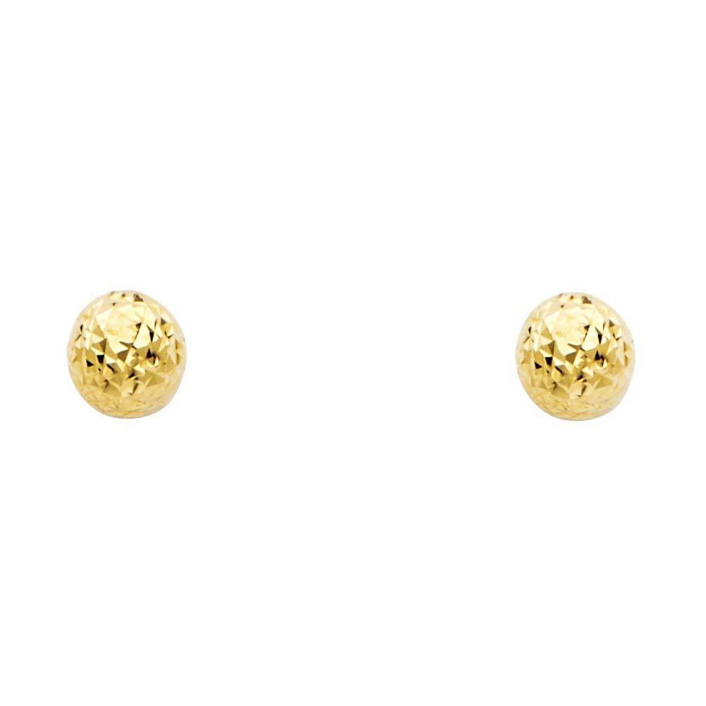 14K Yellow Gold 5mm Full DC Ball Post Earrings