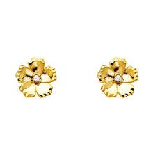 Load image into Gallery viewer, 14K Yellow Gold 9mm CZ Flower Post Earrings