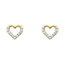 Load image into Gallery viewer, 14K Yellow Gold 8mm CZ Heart Post Earrings