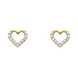 14K Yellow Gold 8mm CZ Heart Post Earrings