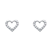 Load image into Gallery viewer, 14K White Gold 8mm CZ Heart Post Earrings
