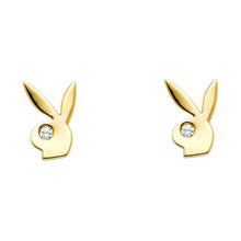 Load image into Gallery viewer, 14K Yellow Gold 6mm CZ Rabbit Post Earrings