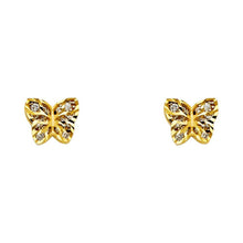 Load image into Gallery viewer, 14K Yellow Gold 6mm CZ Butterfly Post Earrings