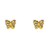 14K Yellow Gold 6mm CZ Butterfly Post Earrings