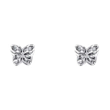 Load image into Gallery viewer, 14K White Gold 6mm CZ Butterfly Post Earrings