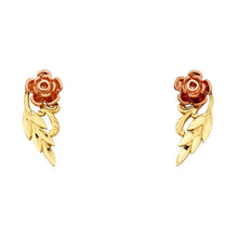 Load image into Gallery viewer, 14K Two Tone Gold 6mm Flower Post Earrings