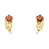 14K Two Tone Gold 6mm Flower Post Earrings