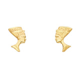 14K Yellow Gold 7mm Pharaoh Post Earrings