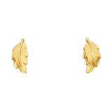 14K Yellow Gold 6mm Leaf Post Earrings