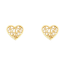 Load image into Gallery viewer, 14K Yellow Gold Heart Post Earrings