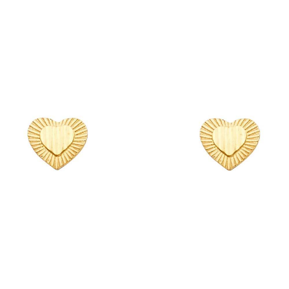 14K Yellow Gold 8mm Heart Post Earrings