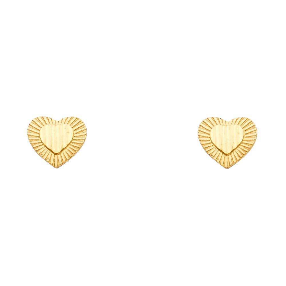 14K Yellow Gold 8mm Heart Post Earrings