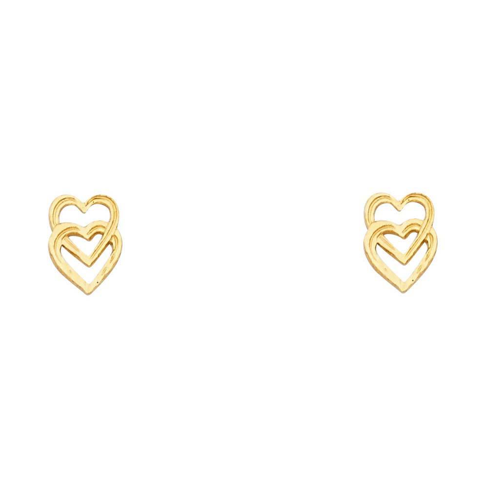 14K Yellow Gold 6mm Heart Post Earrings