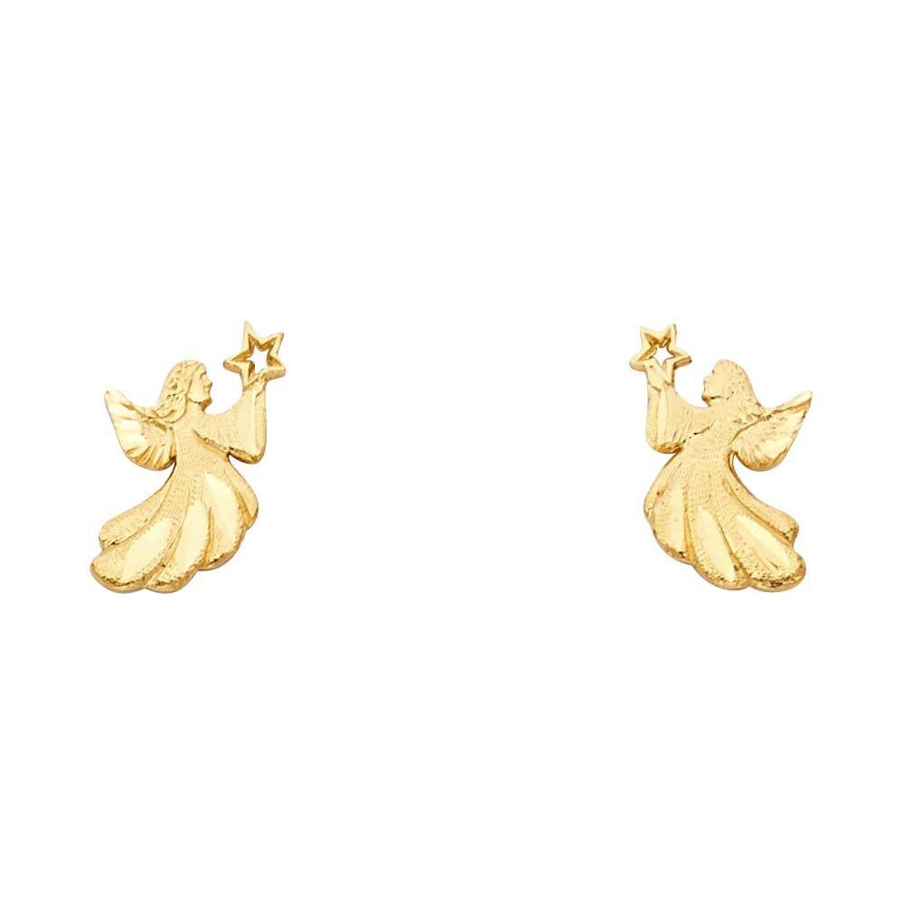 14K Yellow Gold 7mm Angel Post Earrings