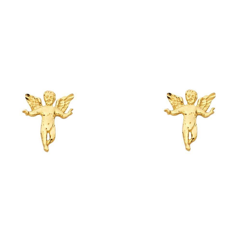 14K Yellow Gold 8mm Baby Angel Post Earrings
