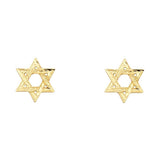 14K Yellow Gold 10mm Jewish Star Post Earrings