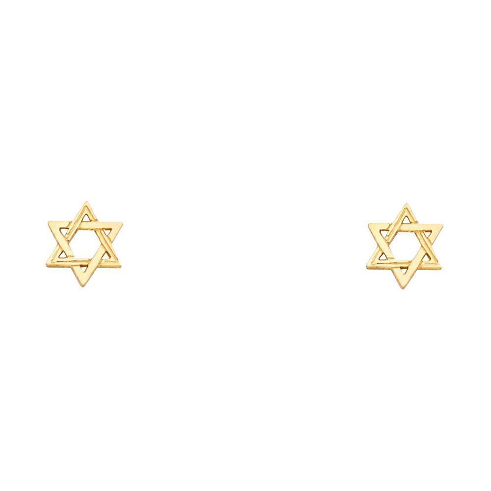 14K Yellow Gold 6mm Jewish Star Post Earrings