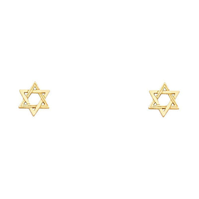 14K Yellow Gold 6mm Jewish Star Post Earrings