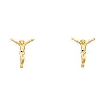 Load image into Gallery viewer, 14K Yellow Gold 10mm Jesus Post Earrings