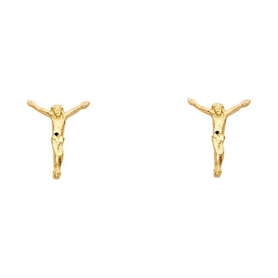 14K Yellow Gold 10mm Jesus Post Earrings
