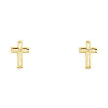 Load image into Gallery viewer, 14K Yellow Gold 6mm Cross Post Earrings
