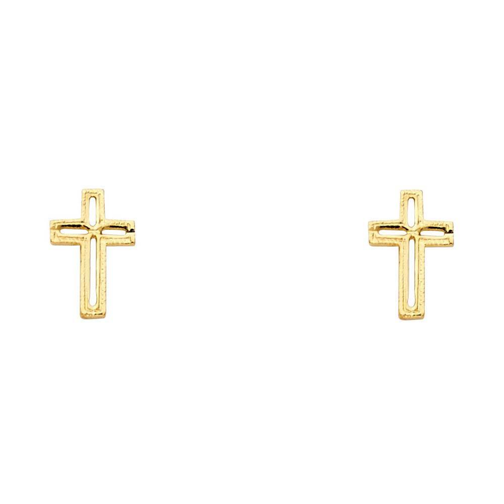 14K Yellow Gold 6mm Cross Post Earrings