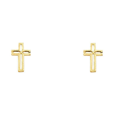 14K Yellow Gold 6mm Cross Post Earrings