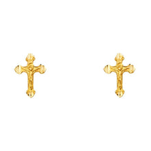 Load image into Gallery viewer, 14K Yellow Gold 8mm Cross Post Earrings