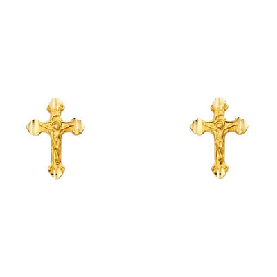 14K Yellow Gold 8mm Cross Post Earrings