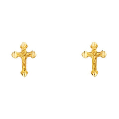 14K Yellow Gold 8mm Cross Post Earrings
