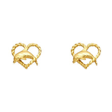 Load image into Gallery viewer, 14K Yellow Gold 10mm Dolphin Post Earrings